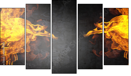 Fire flames  - Obraz pięcioczęściowy, Pentaptyk