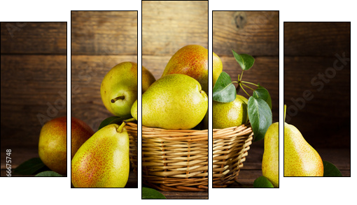 still life with fresh pears  - Obraz pięcioczęściowy, Pentaptyk