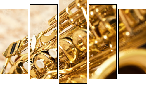 Fragment saxophone closeup  - Obraz pięcioczęściowy, Pentaptyk