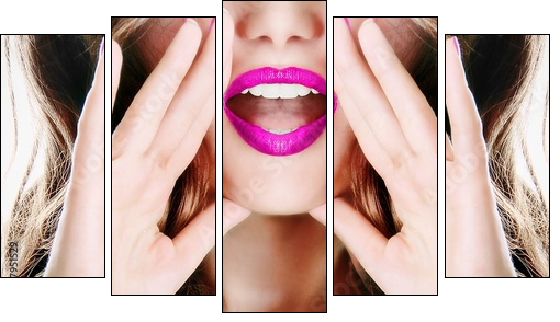 Attractive young sexy woman lady model girl telling a secret  - Obraz pięcioczęściowy, Pentaptyk