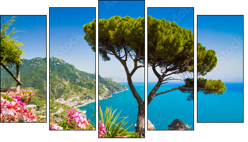 Postcard view of Amalfi Coast, Ravello, Campania, Italy  - Obraz pięcioczęściowy, Pentaptyk