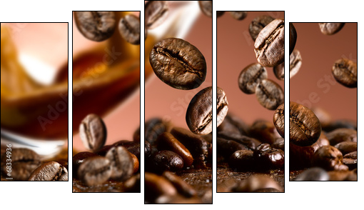 chicchi di caffe'  - Obraz pięcioczęściowy, Pentaptyk
