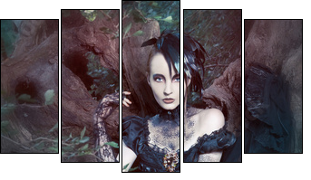 Beautiful, romantic gothic styled woman  - Obraz pięcioczęściowy, Pentaptyk
