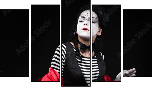 woman mime  - Obraz pięcioczęściowy, Pentaptyk