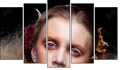 Halloween Beauty woman makeup  - Obraz pięcioczęściowy, Pentaptyk
