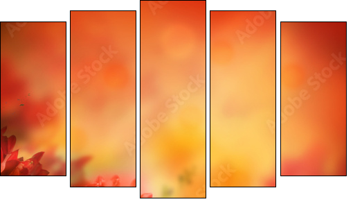 Bouquet of yellow roses, floral background  - Obraz pięcioczęściowy, Pentaptyk