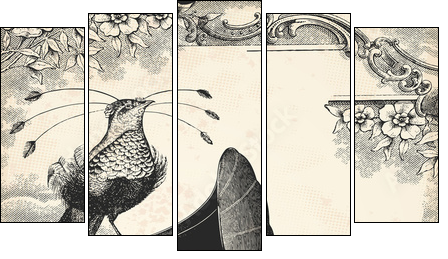 The bird music  - Obraz pięcioczęściowy, Pentaptyk