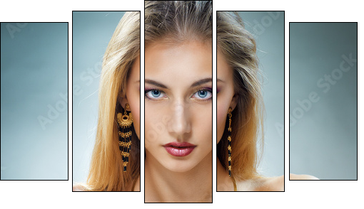 woman with jewelry  - Obraz pięcioczęściowy, Pentaptyk