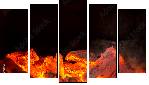 Hot coals in the Fire  - Obraz pięcioczęściowy, Pentaptyk
