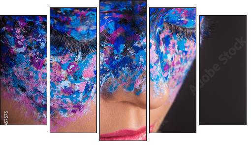 Colorful makeup  - Obraz pięcioczęściowy, Pentaptyk