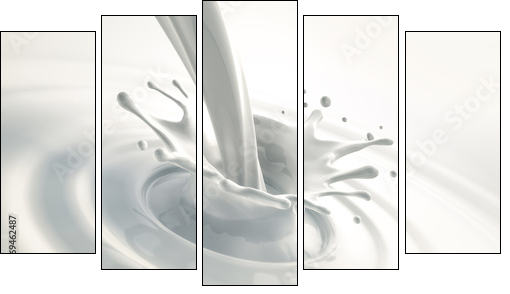 Milch-Splash  - Obraz pięcioczęściowy, Pentaptyk