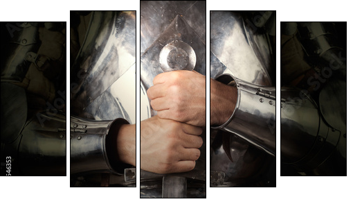 knight wearing armor and holding two-handed sword  - Obraz pięcioczęściowy, Pentaptyk