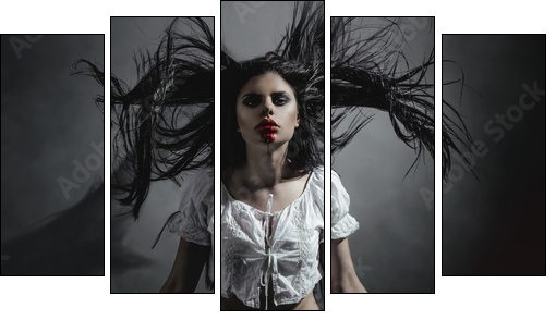Gothic brunette woman  - Obraz pięcioczęściowy, Pentaptyk