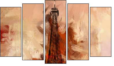 Paris GemÃ¤lde Eiffelturm Eifelturm Bild Kunst ÃlgemÃ¤lde  - Obraz pięcioczęściowy, Pentaptyk