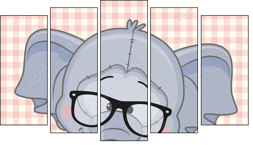 Hipster Elephant  - Obraz pięcioczęściowy, Pentaptyk