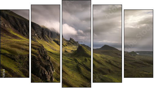 Quiraing view  - Obraz pięcioczęściowy, Pentaptyk