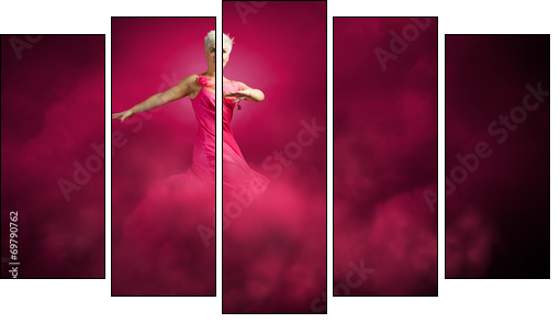 Jumping woman  - Obraz pięcioczęściowy, Pentaptyk