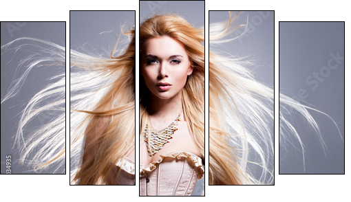 Beautiful sexy woman with long blonde hair.  - Obraz pięcioczęściowy, Pentaptyk