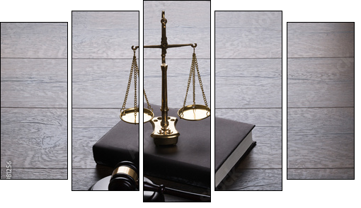 Judge gavel and scales  - Obraz pięcioczęściowy, Pentaptyk