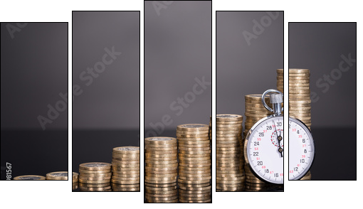 Time is money concept  - Obraz pięcioczęściowy, Pentaptyk