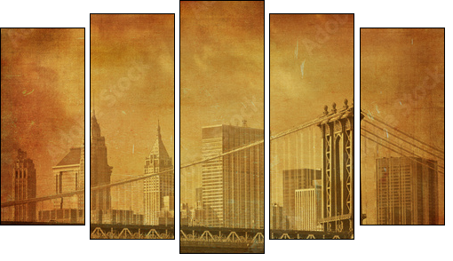 Nowy York w brudnym klimacie grunge
 - Obraz pięcioczęściowy, Pentaptyk
