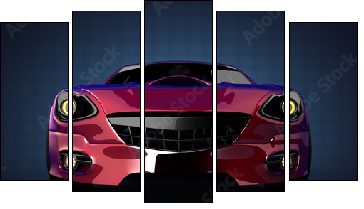 luxury brandless sport car  - Obraz pięcioczęściowy, Pentaptyk