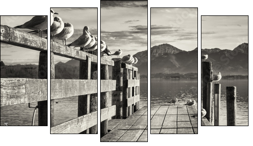 old wooden jetty  - Obraz pięcioczęściowy, Pentaptyk