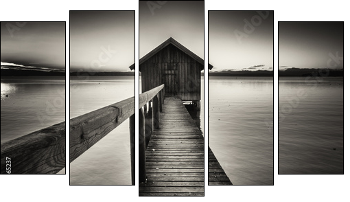 old wooden boathouse  - Obraz pięcioczęściowy, Pentaptyk