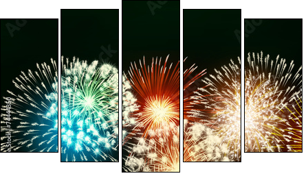 impressive fireworks  - Obraz pięcioczęściowy, Pentaptyk