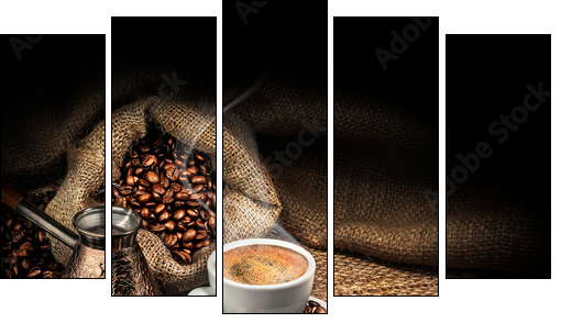 coffee  - Obraz pięcioczęściowy, Pentaptyk