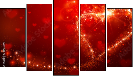 Valentines Day background  - Obraz pięcioczęściowy, Pentaptyk