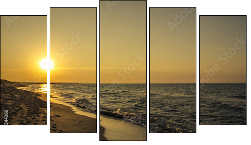 Tramonto sulla spiaggia  - Obraz pięcioczęściowy, Pentaptyk