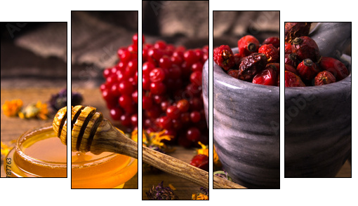 Honey and herbs  - Obraz pięcioczęściowy, Pentaptyk