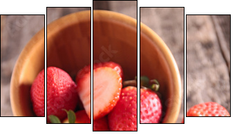 fresh strawberry  - Obraz pięcioczęściowy, Pentaptyk