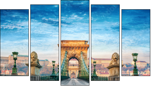 Chain bridge Budapest Hungary - Obraz pięcioczęściowy, Pentaptyk
