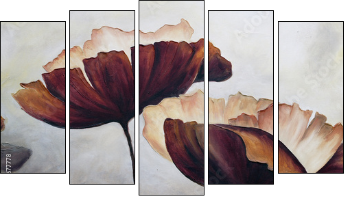 Poppy abstract painting - Obraz pięcioczęściowy, Pentaptyk