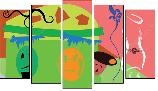 Abstract colorful background - Vector and illustration - Obraz pięcioczęściowy, Pentaptyk