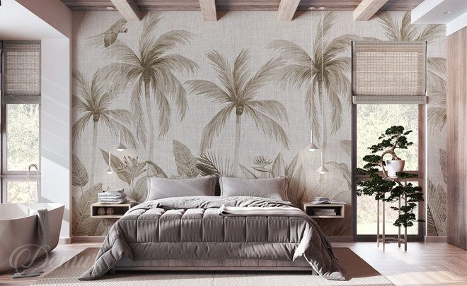 Tropikalna-elegancja-w-stonowanych-odcieniach-do-sypialni-fototapety-demur