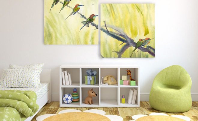 Malowana-ptasia-rodzina-zwierzeta-obrazy-demur